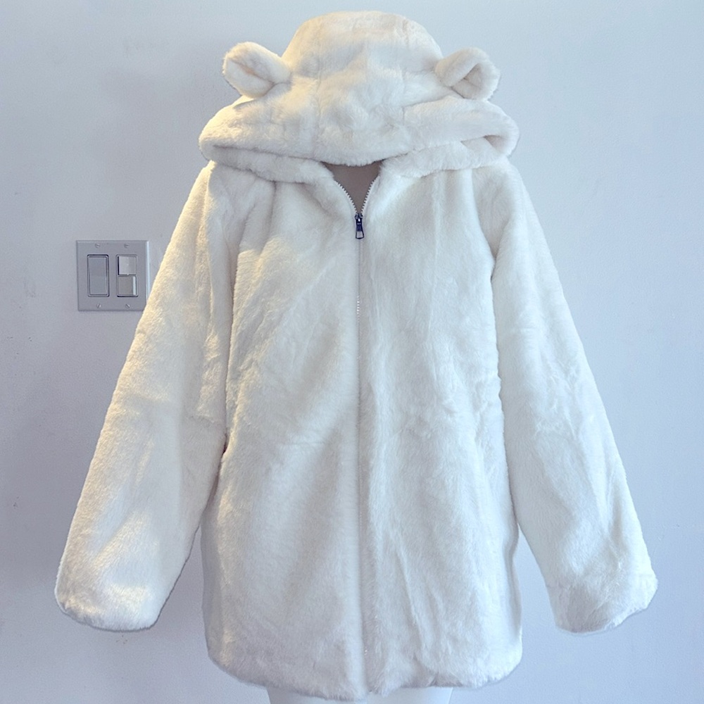 NWT ULTRA PLUSH Bear Ear Zip-Up Hoodie Jacket